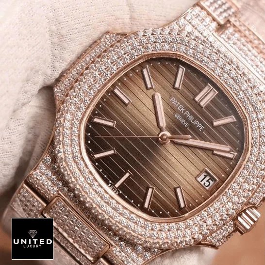 Patek Philippe Nautilus 5711 Patek Philippe Nautilus 5711-R8 Jumbo Iced Out Brown Dial Replica