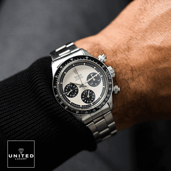 Rolex Cosmograph Daytona 6239 Rolex Daytona Paul Newman Panda Replica on his arm