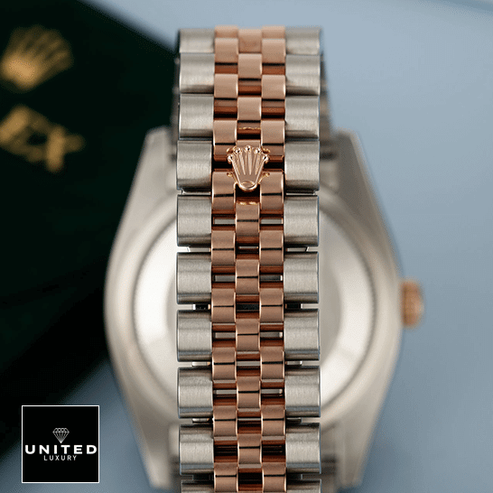 Rolex Datejust 126331-0010 Rolex Datejust Sundust 126331-0010 Rose Gold and Silver Jubilee Bracelet on the Rolex Logo