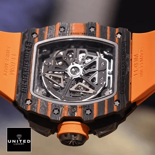 Richard Mille RM 11-03 Richard Mille Mclaren hand Carbon Case 11-03m Replica upside view