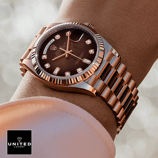 Rolex Day-Date 128235 Rolex Day-Date 36 128235-0037 replica on the arm