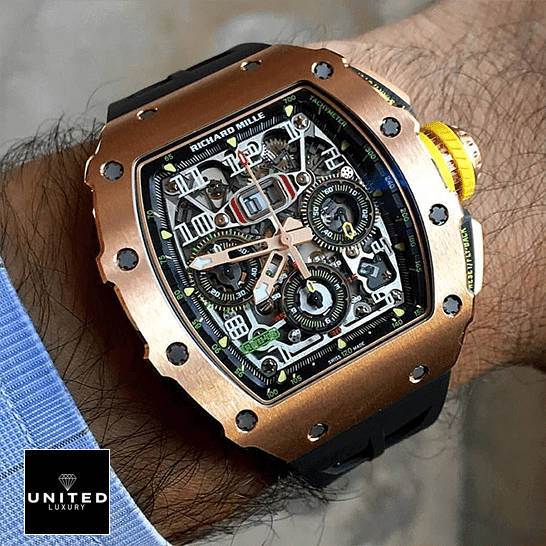 Richard Mille RM 11-03 Richard Mille RM01103 Rose Gold Black Dial Replica on the wrist