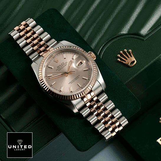 Rolex Datejust 126331-0010 Rolex Datejust Sundust 126331-0010 Two Tone Bracelet Replica on Green Rolex Box