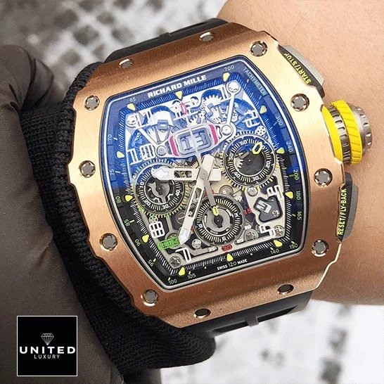 Richard Mille RM 11-03 Richard Mille RM01103 Rose Gold Bezel Replica on the man wrist