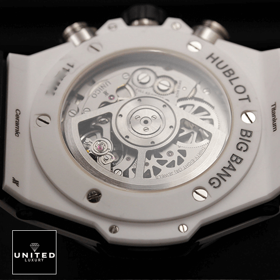 Hublot Big Bang Unico Hublot Big Bang 411.HX_.1170.RX White Case Replica upside view black background