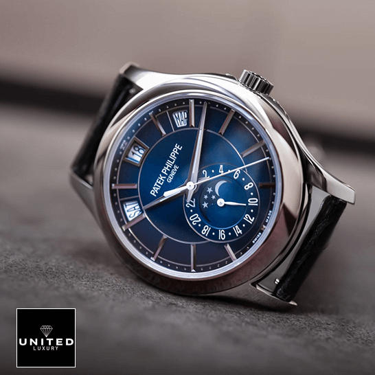 Patek Philippe Annual Calendar 5205G-013 Patek Philippe Blue Dial Moon Steel Case Replica front view