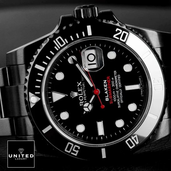 Rolex Submariner Date 116610N Rolex Blaken Submariner Date Single Red Black Dial Replica front side view