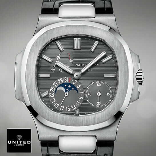 Patek Philippe Nautilus 5712/1A-001 Patek Philippe Nautilus Moon Phase Replica grey background