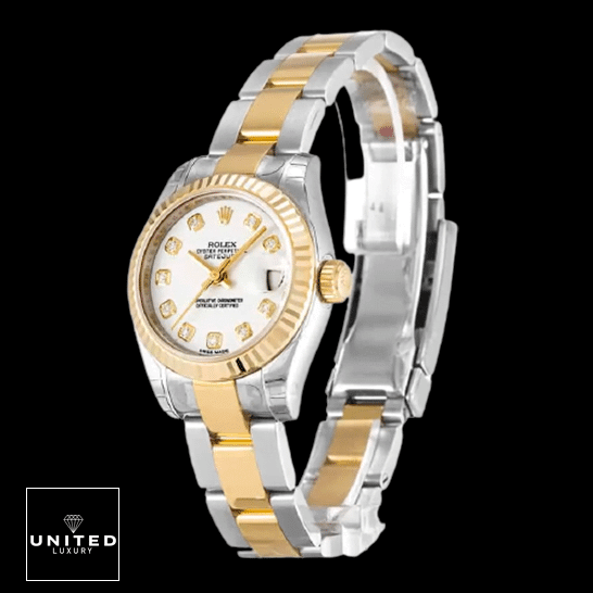 Rolex Datejust 179173 Rolex Datejust 179173 Yellow Gold Fluted Bezel Replica Black Background