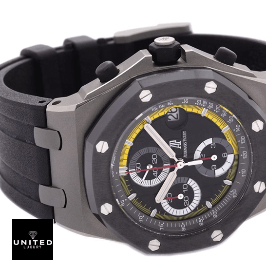 Audemars Piguet Royal Oak Offshore 26207IO.OO.A002CA.01 Audemars Piguet Royal Oak Black Yellow Dial Replica white background
