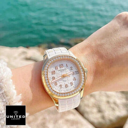 Patek Philippe Aquanaut Luce 5268/200R-012 Patek Philippe Aquanaut Diamond Bezel White Rubber Bracelet Replica
