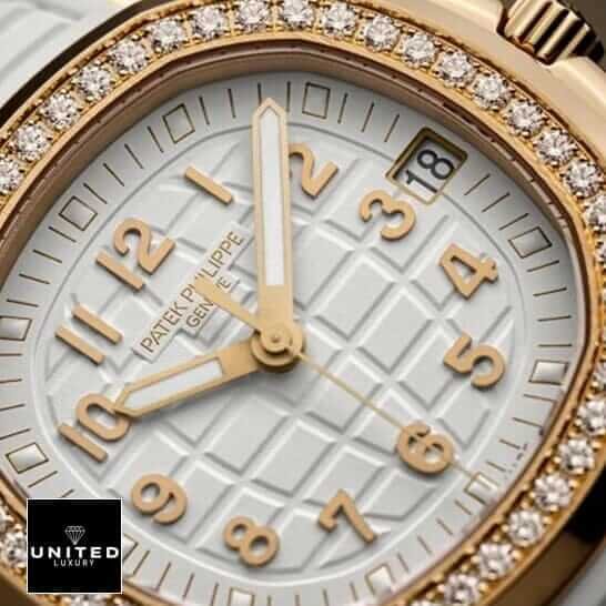Patek Philippe Aquanaut Luce 5268/200R-012 Patek Philippe Diamond Bezel White Dial Replica close front view