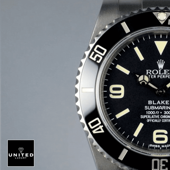 Rolex Submariner 6190 Blaken Rolex Blaken Submariner Black Bezel and Dial Replica half view
