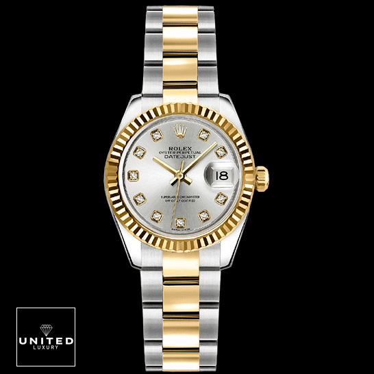 Rolex Datejust 179173 Rolex Datejust 179173 White Dial with Diamonds Replica Black Background