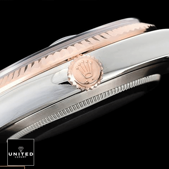 Rolex Datejust 126231 Rolex Datejust 36 126231-0033 Replica Stainless Steel Case and Rose Gold Crown Pusher