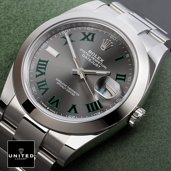 Rolex Datejust 126333 Rolex Datejust Wimbledon 126300-0013 Grey Dial Black and green roman numerals Replica
