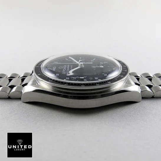 Omega Speedmaster Reduced 3510.50 Luxury Clone Quality omega speedmaster 3510.50 replica leftside Omega Speedmaster 3510 Black Dial Stainless Steel Replica white background