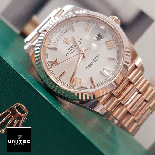 Rolex Day-Date 228235 Rolex Day-Date 228235 White Dial Romen Numerial Replica on the Rolex Box