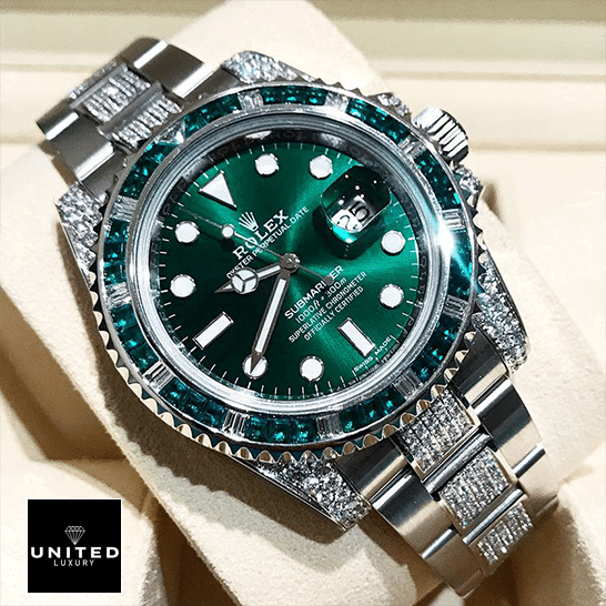 Rolex Submariner 116610LV Rolex Submariner Hulk 116610LV Diamond Green Dial Iced Out Oyster Replica
