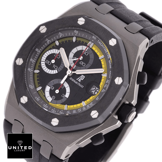 Audemars Piguet Royal Oak Offshore 26207IO.OO.A002CA.01 Audemars Piguet Royal Oak Black Yellow Dial Replica white background