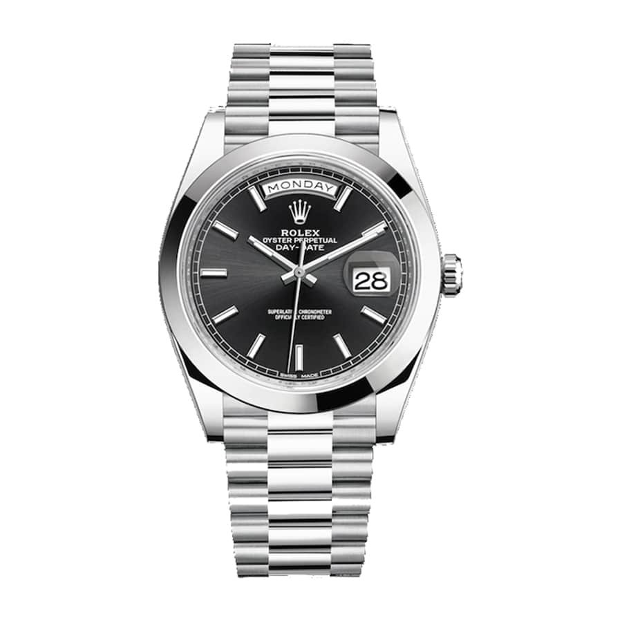 56b1ddde20c6224217fafbae9df54ae410339ef4 Rolex Day-Date 228206 “Black Diagonal Dial” Premium Copy 1:1 - Image 1