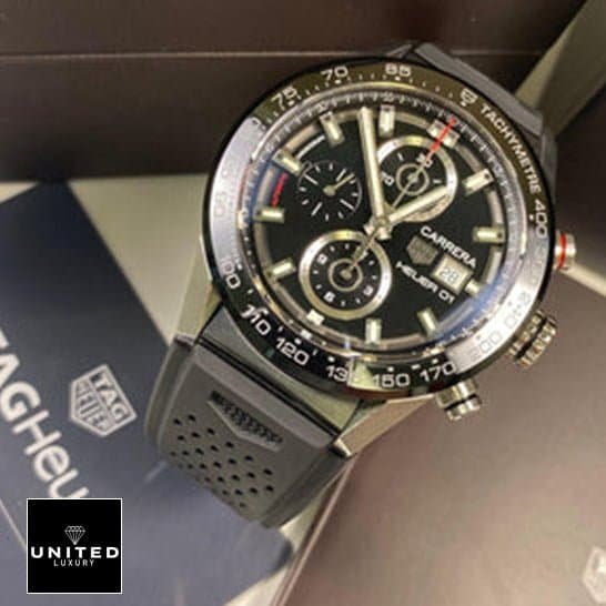 TAG Heuer Carrera Chronograph CBN2A1B.BA0643 Tag Carrera Black Rubber Replica Black Bezel Stick Hour Makers