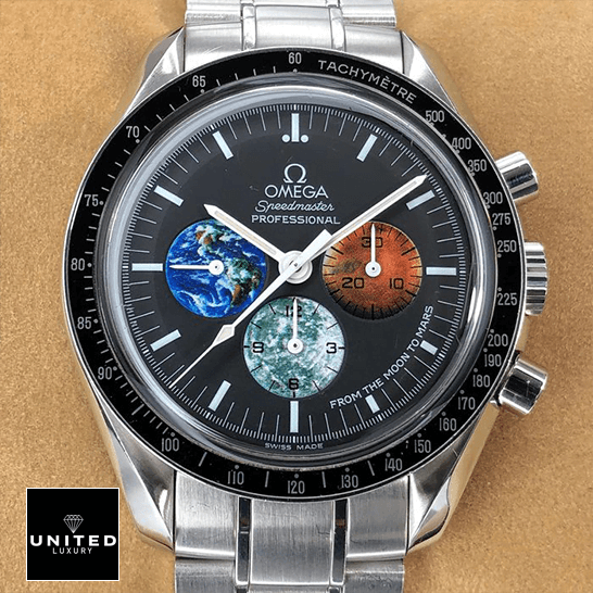 Omega Speedmaster Professional 3577.50.00 Omega Speedmaster Black Dial Black Bezel Replica brown background