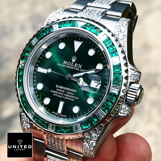 Rolex Submariner 116610LV Rolex Submariner Hulk 116610LV Diamond Green Dial Iced Out Replica