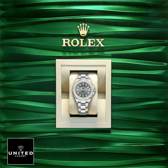 Rolex Yacht-Master 268622 Rolex Yacht Master 268622 Steel Grey Dial Replica green background