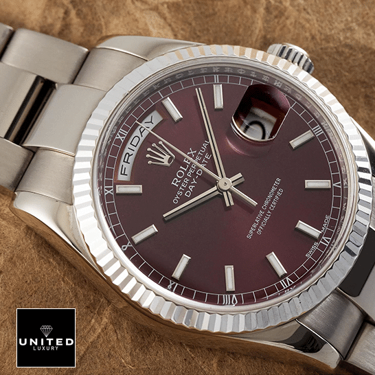 Rolex Day-Date 118239 Rolex day-date 118239-0304 purple dial leather backgorund