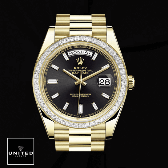Rolex Day-Date 228398TBR Rolex Day-Date 40 228238-0007 Replica black dial with diamonds