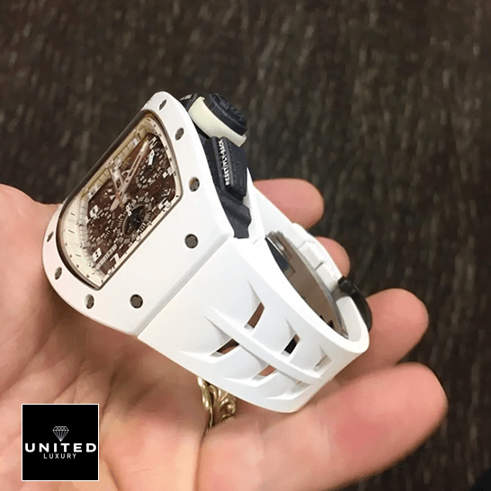 Richard Mille RM 011 Richard Mille RM011FM White Rubber Bracelet Replica on the hand