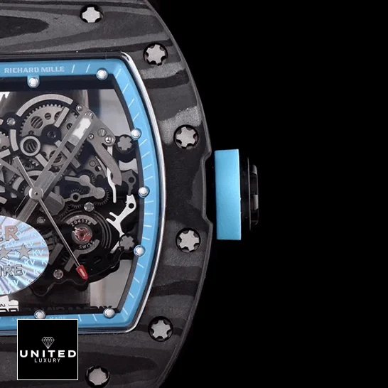 Richard Mille RM055 KVV2 碳纤维表壳蓝色镂空表盘复刻版黑色背景