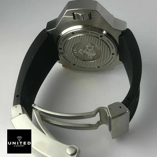 Omega Seamaster Ploprof Steel 224.32.55.21.01.001 True Replica 1:1 omega seamaster ploprof 224.32.55.21.01.001 replica back Omega Seamaster Black Rubber Steel Clasp Replica opened clasp