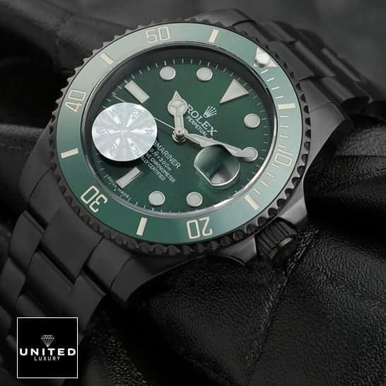 Rolex Blaken Green Dial on a Black Backround