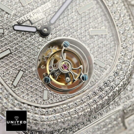 Patek Philippe Sky Moon Tourbillon 6002R Patek Philippe 6980 Tourbillion White Dial Iced Out Replica front view