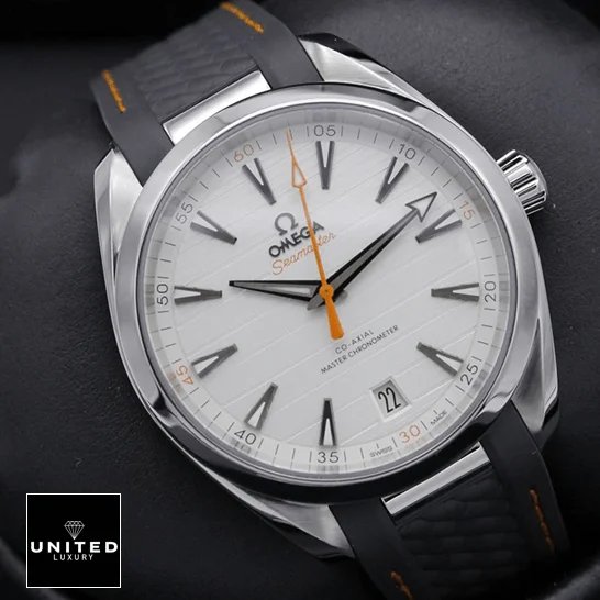 Omega Seamaster Aqua Terra Co-Axial Master Chronometer 220.12.41.21.02.002 Pro Clone 1:1 omega aqua terra 220.12.41.21.02.002 replica tiltedleft Omega Aqua Terra 220.12.41.21.02.002 White Dial Replica orange second hand