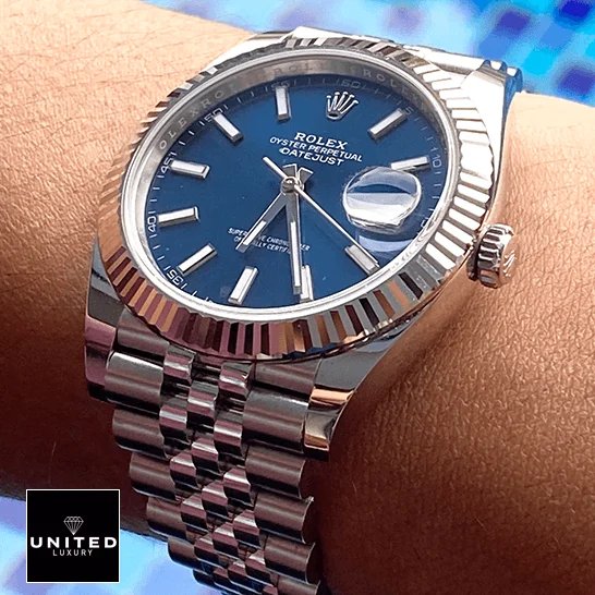 Rolex Datejust 126234 Rolex Datejust 126334 Blue Dial Jubilee Replica on the wrist