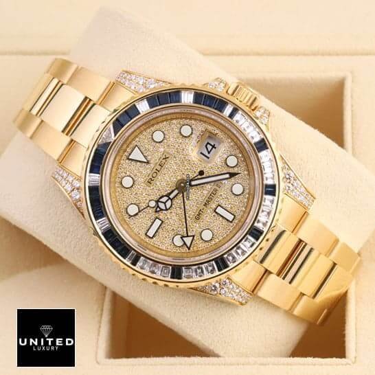 Rolex GMT-Master 116758SA Exclusive Clone Edition rolex gold diamond watch replica Rolex GMT-Master 116758SA Diamond Gold Dial Replica