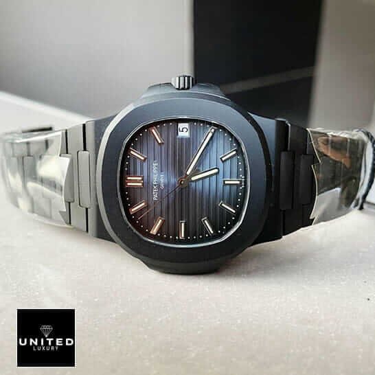 Patek Philippe Nautilus 5711/1A-010 Patek Philippe Nautilus Black Case Blue Dial Replica side view