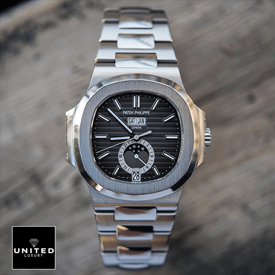 Patek Philippe Nautilus Patek Philippe Nautilus Grey Dial Steel Bezel Replica front view