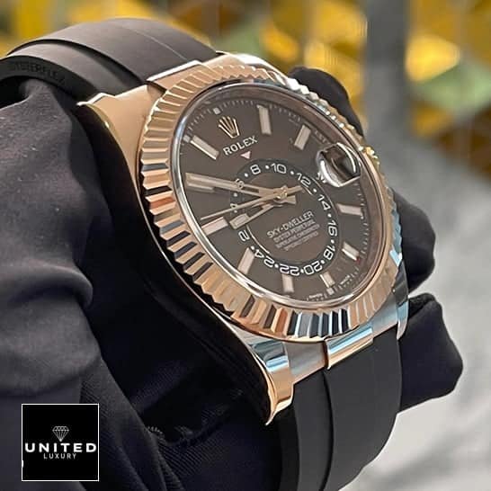 Rolex Sky-Dweller Chocolate 326235 Fluted Bezel Replica