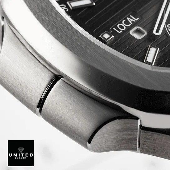 Patek Philippe Nautilus Travel Time Chronograph 5990/1A-001 First-Class Clone patek philippe nautilus 59901A 001 replica stainless Patek Philippe Nautilus 59901A-001 Black Dial Replica white background