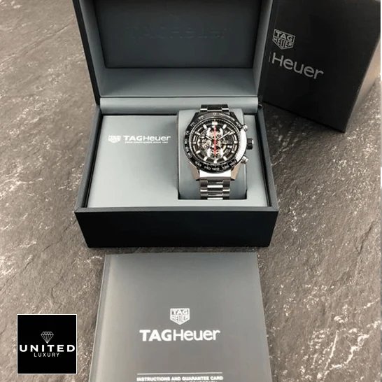 TAG Heuer Carrera 01 CAR2A1W.BA0703 Tag Heuer Carrera Calibre Black Bezel Steel Bracelet Replica in the box