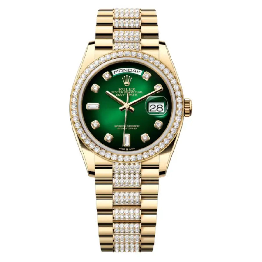 bcd6a576994d3a41bfb6b959c691d0d4f5e375ed Rolex Day-Date 128348RBR “Iced Out” Deluxe Clone 1:1 - Image 1