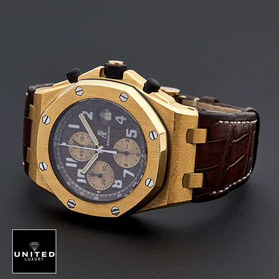 Audemars Piguet Royal Oak Offshore 26007BA.OO.D088CR.01 Audemars Piguet Royal Oak Leather Brown Bracelet Replica grey background