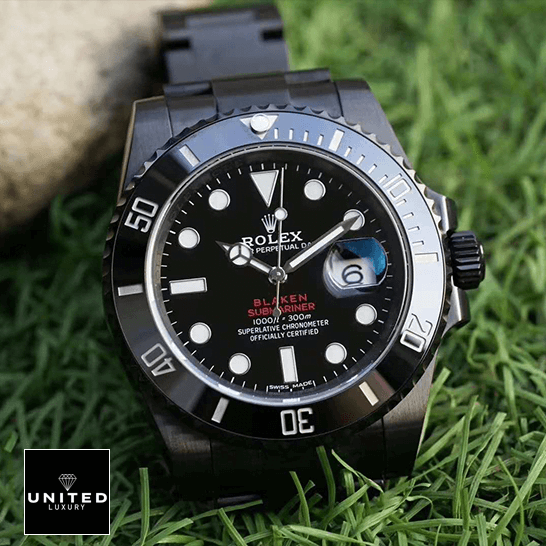 Rolex Submariner Date 116610N Rolex Blaken Submariner Black Dial Replica on the grass