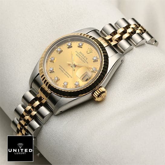 Rolex Datejust 69173 Diamond Dial Rolex Datejust Stainless Steel Jubilee Bracelet Replica White background