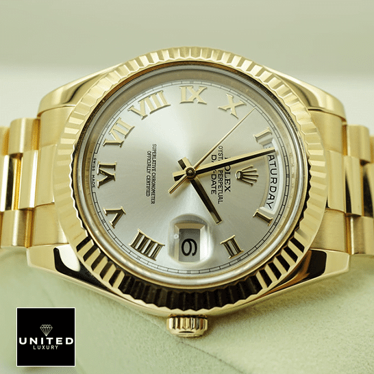 Rolex Day-Date 218238 Rolex Day-Date II Collection Gold Silver White Dial 218238 Replica