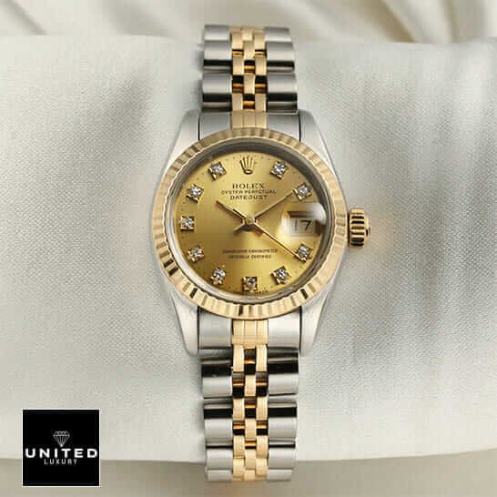 Rolex Datejust 69173 Diamond Dial Rolex Datejust Yellow Gold 69173 Replica white background